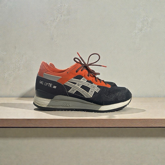 ASICS Gel Lyte III Women’s 8 Indian Ink/Orange Block Pack Split-Tongue Sneakers - Picture 1 of 9